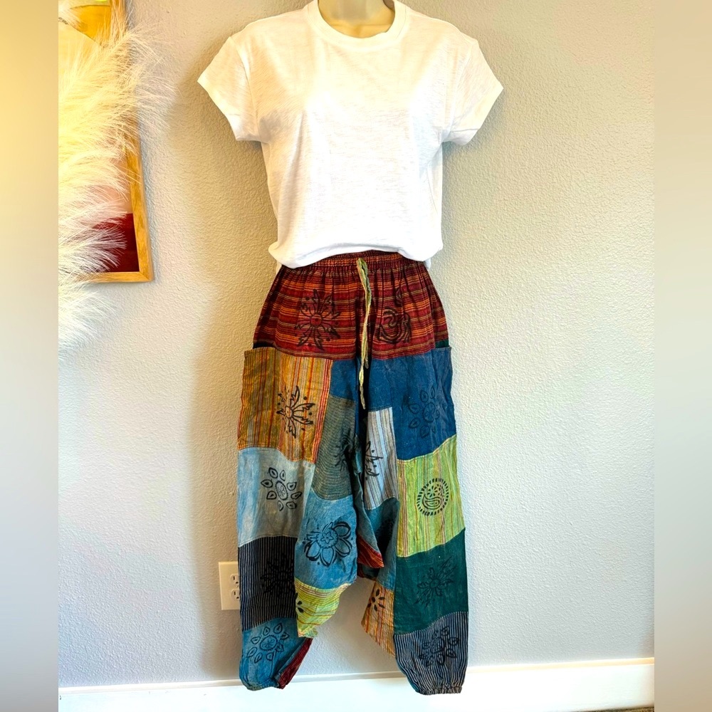 IndieGlam Cotton Patchwork Harem Pants - image 1